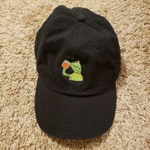 kermit the frog drinking tea embroidered dad hat